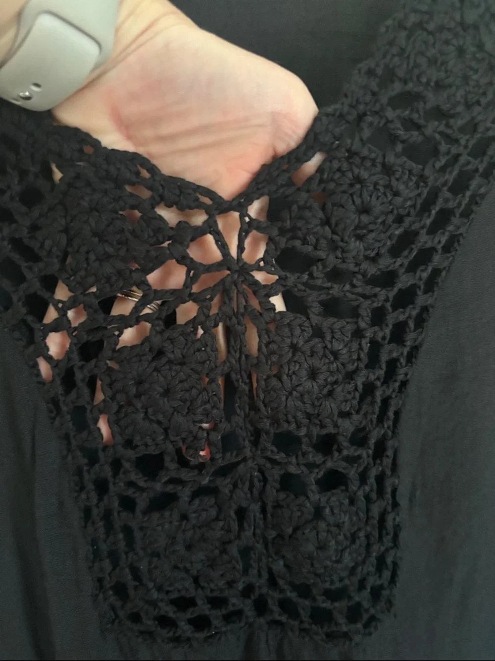 WoWo Black Crochet V-Neck Swim Coverup - Picture 3 of 9